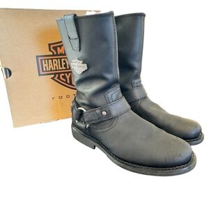 Harley Davidson Cortez Harness men’s black leather motorcycle biker boots 8.5